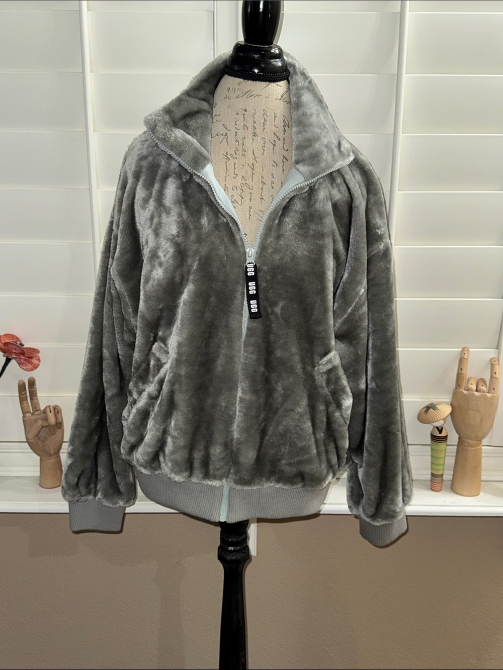 UGG Laken Zip Up Faux Fur Jacket Sidewalk